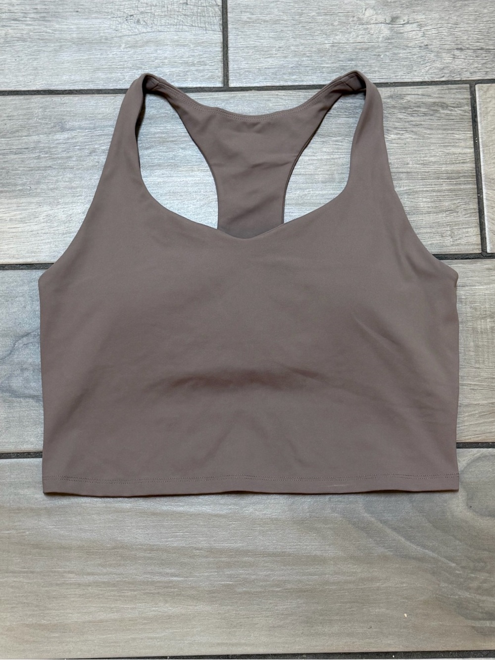 Fabletics Brown Taupe Racerback Longline Sports Bra Crop Top